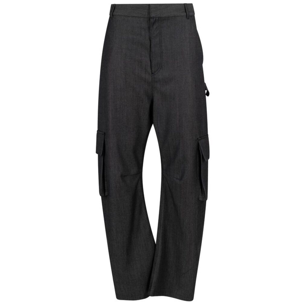 Balenciaga Women Barrel Leg Wool Cargo Pants